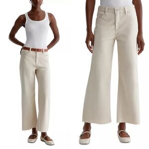 NWT AG Adriano Goldschmied Saige Mid Rise Cropped Wide Leg Jeans Opal Stone 25